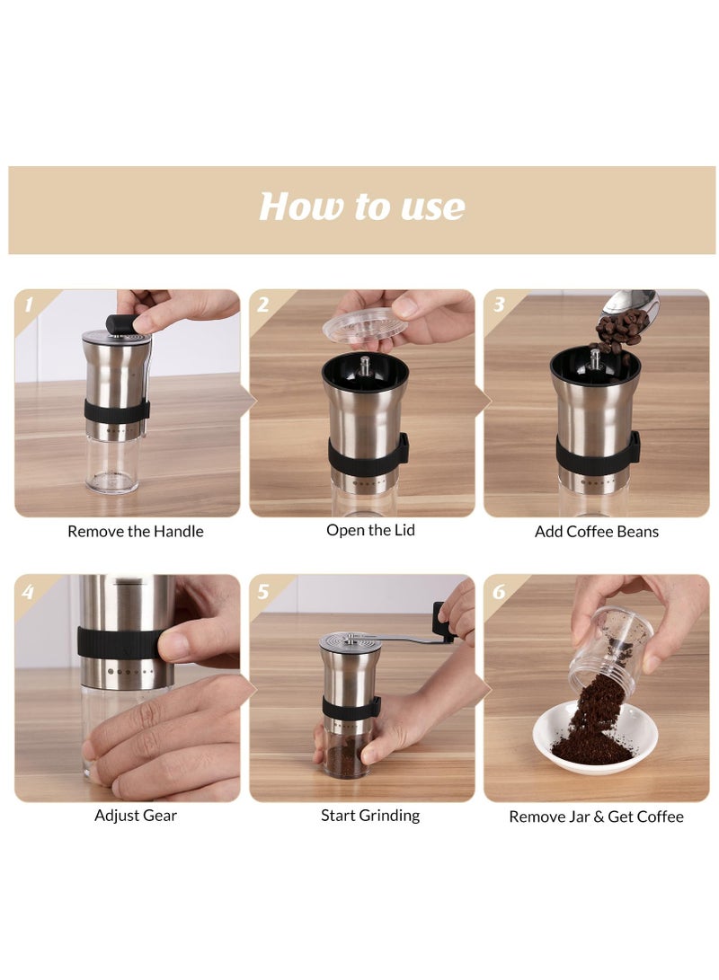 Captaintech Portable Stainless Steel Manual Coffee Grinder with 6 Coarseness Settings for Perfect Brewing at Home - Image 5