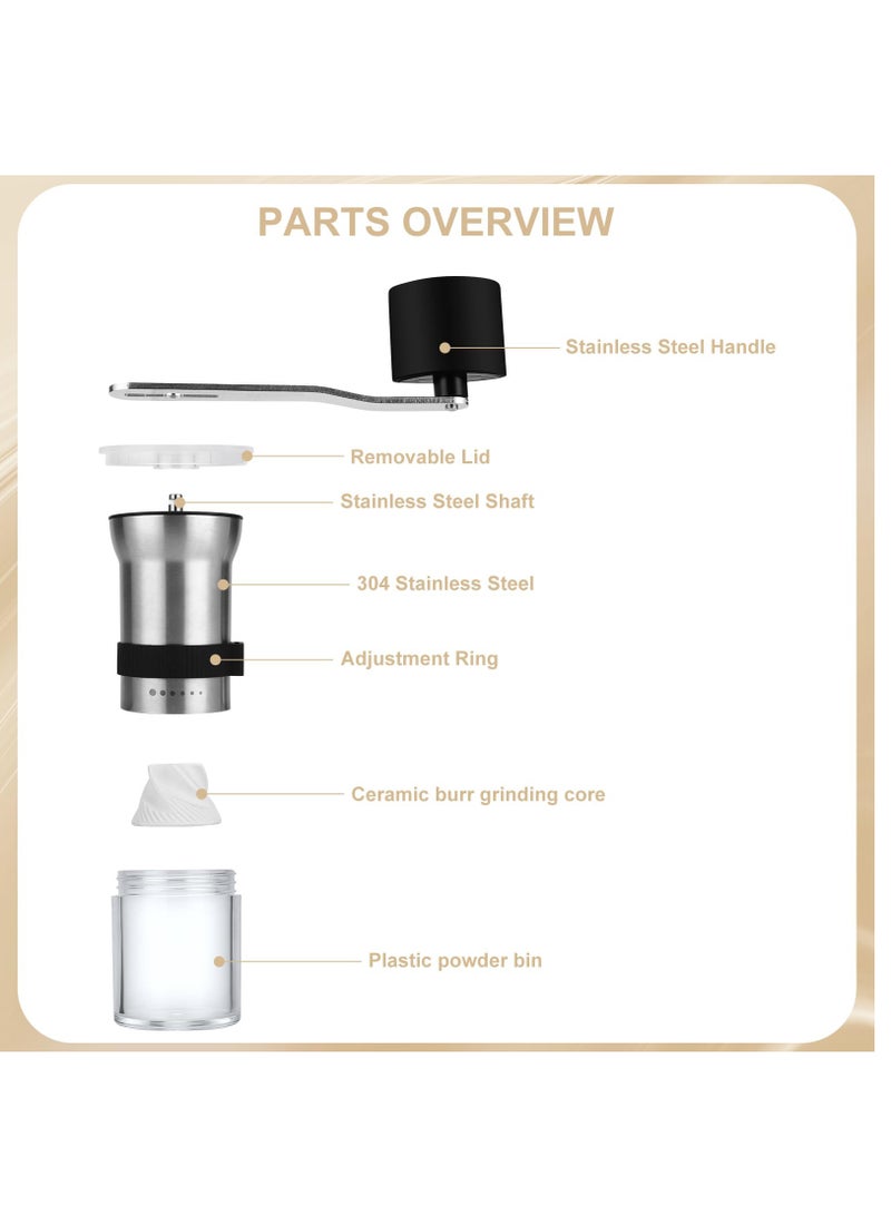 Captaintech Portable Stainless Steel Manual Coffee Grinder with 6 Coarseness Settings for Perfect Brewing at Home - Image 4