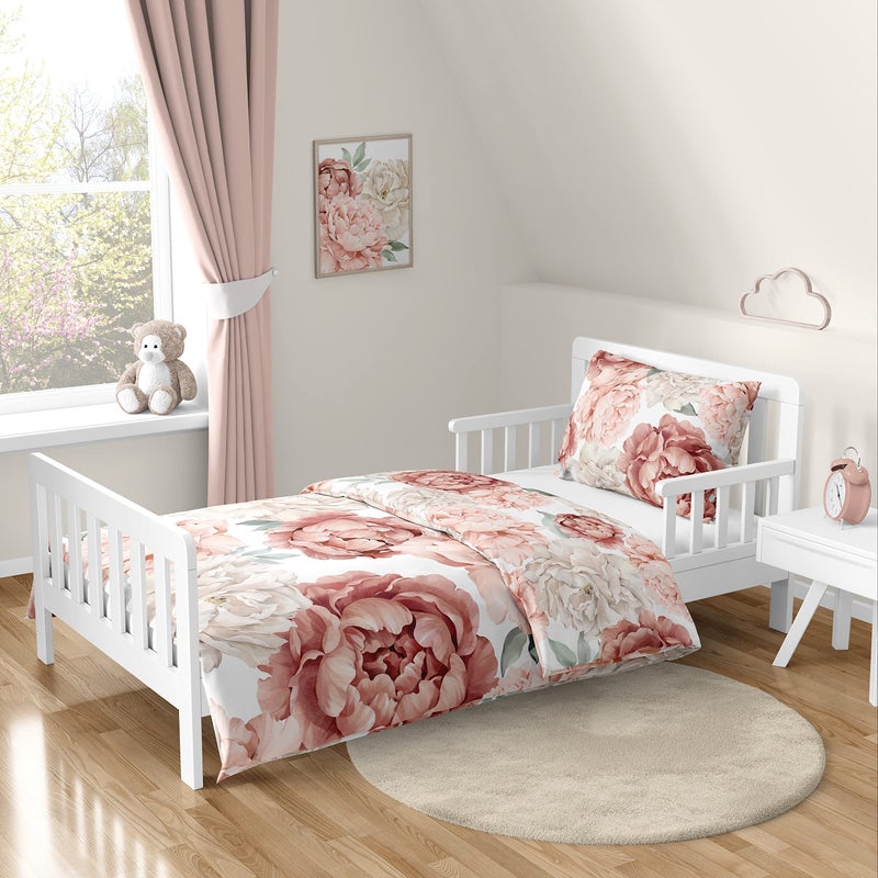 Sweet Jojo Designs Sweet Jojo Designs Blush Pink Boho Shabby Chic Floral Girl Toddler Bedding Set  Kids Children 5 piece Bed in a Bag Comforter Blanket Pillowcase Sham Sheets  Off White Bohemian Vintage Flower Elegant