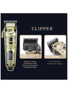 Generic VGR V-643 Premium Metal Hair Clipper with Metal Blade, 5500-7000 RPM Digital Display, 4 Speed ​​Motor, Auto Test Button, 12 Guide Combs and T-Trim  - Image 3