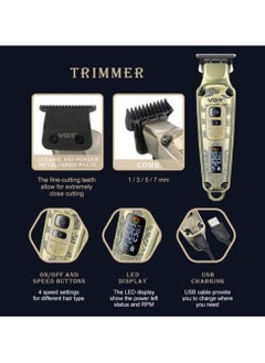 Generic VGR V-643 Premium Metal Hair Clipper with Metal Blade, 5500-7000 RPM Digital Display, 4 Speed ​​Motor, Auto Test Button, 12 Guide Combs and T-Trim  - Image 5