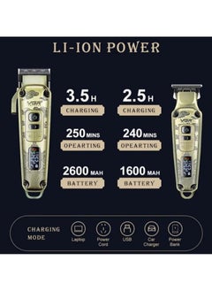 Generic VGR V-643 Premium Metal Hair Clipper with Metal Blade, 5500-7000 RPM Digital Display, 4 Speed ​​Motor, Auto Test Button, 12 Guide Combs and T-Trim  - Image 4
