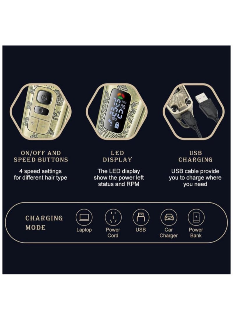 Generic - VGR V-643 Premium Metal Hair Clipper with Metal Blade, 5500-7000 RPM Digital Display, 4 Speed ​​Motor, Auto Test Button, 12 Guide Combs and T-Trim - Image 1
