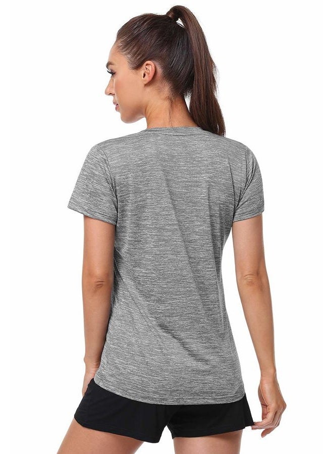 Cosy Pyro Women's Short Sleeve V-Neck athletic T-Shirt Exercise Yoga Tees Dry Fit Gym Shirts Moisture Wicking Workout tops Pack of 5 Black1/Gray/Navy/Rose/Azure L - Image 4