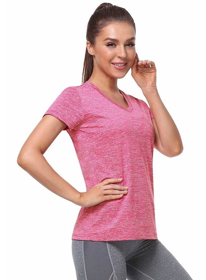 Cosy Pyro Women's Short Sleeve V-Neck athletic T-Shirt Exercise Yoga Tees Dry Fit Gym Shirts Moisture Wicking Workout tops Pack of 5 Black1/Gray/Navy/Rose/Azure L - Image 3
