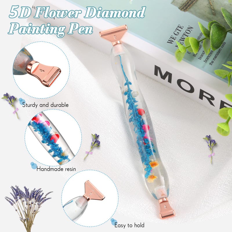 Geyoga 23 Pcs Flower Diamond Painting Art Drill Tool Pen Kits Resin for Adults with Rose Gold Pen Tips Preppy DIY Diamond Arts Pens Accessories Nail Art Embroidery Decoration - Image 5