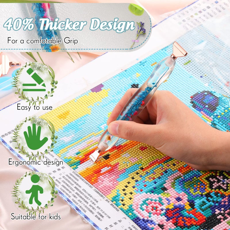 Geyoga 23 Pcs Flower Diamond Painting Art Drill Tool Pen Kits Resin for Adults with Rose Gold Pen Tips Preppy DIY Diamond Arts Pens Accessories Nail Art Embroidery Decoration - Image 4