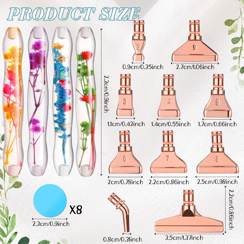 Geyoga 23 Pcs Flower Diamond Painting Art Drill Tool Pen Kits Resin for Adults with Rose Gold Pen Tips Preppy DIY Diamond Arts Pens Accessories Nail Art Embroidery Decoration - Image 3