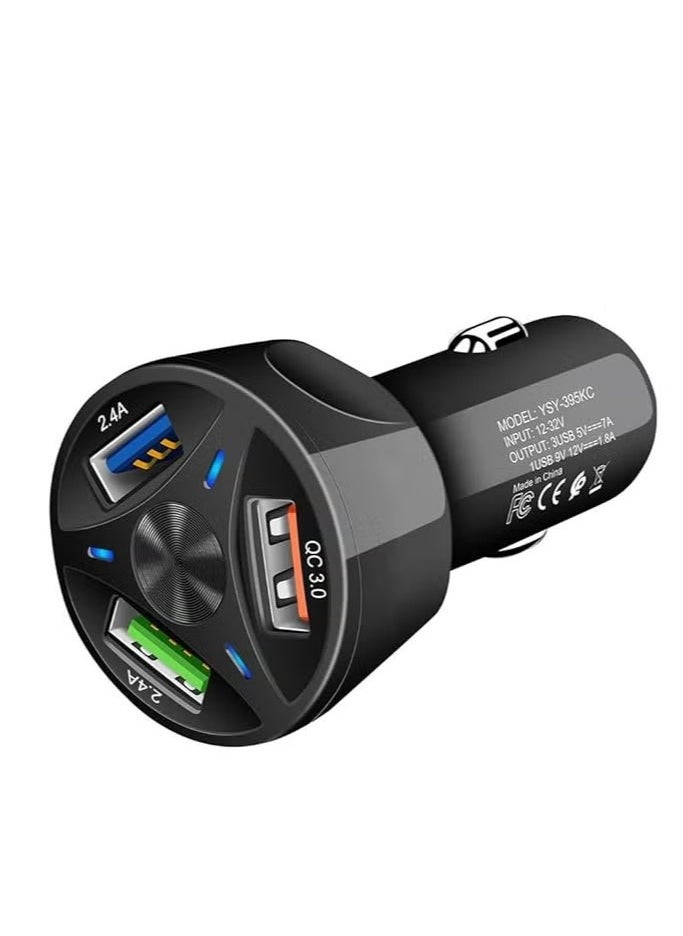 JAJEEK - 55W Fast Charging Car Charger QC3.0 + PD 20W Quick Charge – 3 USB Ports, DC 12V/24V Lighter Adapter, Compatible with iPhone & Android – High-Speed Charging for Multiple Devices, Compact, Durable Design for Road Trips - Image 1