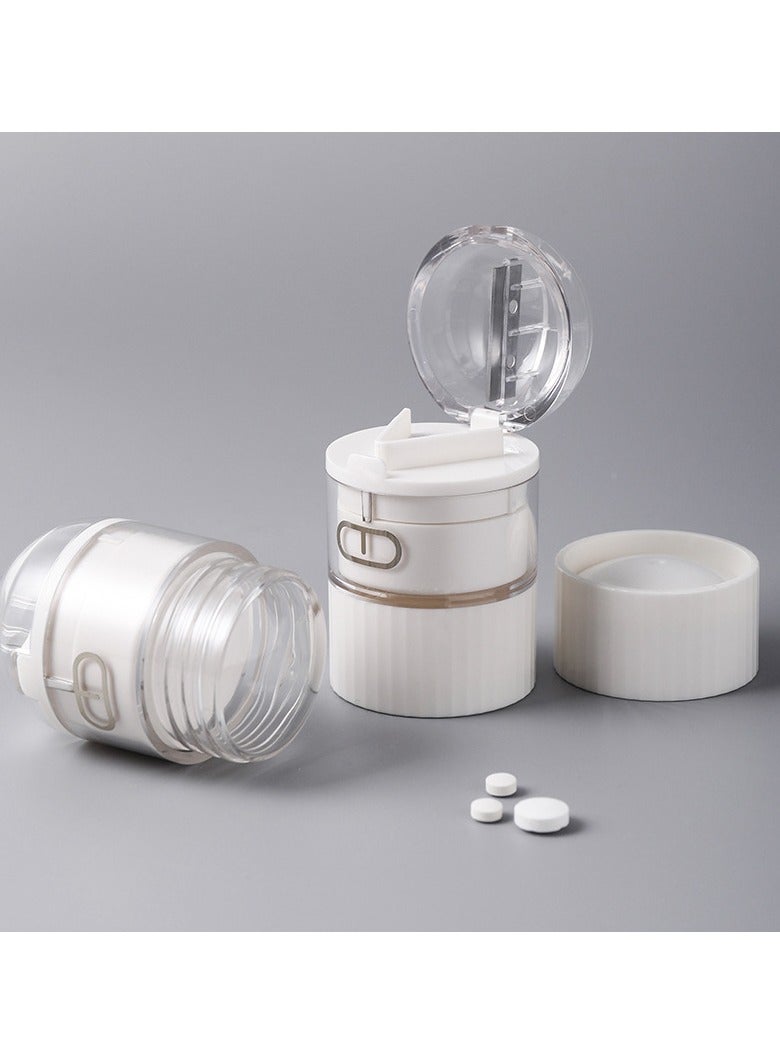 Pill crusher, portable pill box, pill splitter for small and large pills, pill cutter with storage compartment, portable pill cutter with grinding function, suitable for travel and daily use - Image 1