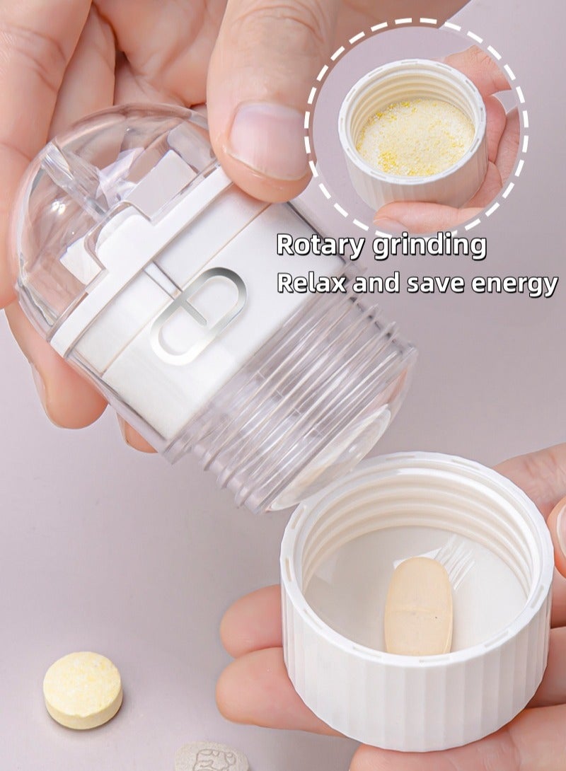Pill crusher, portable pill box, pill splitter for small and large pills, pill cutter with storage compartment, portable pill cutter with grinding function, suitable for travel and daily use - Image 5