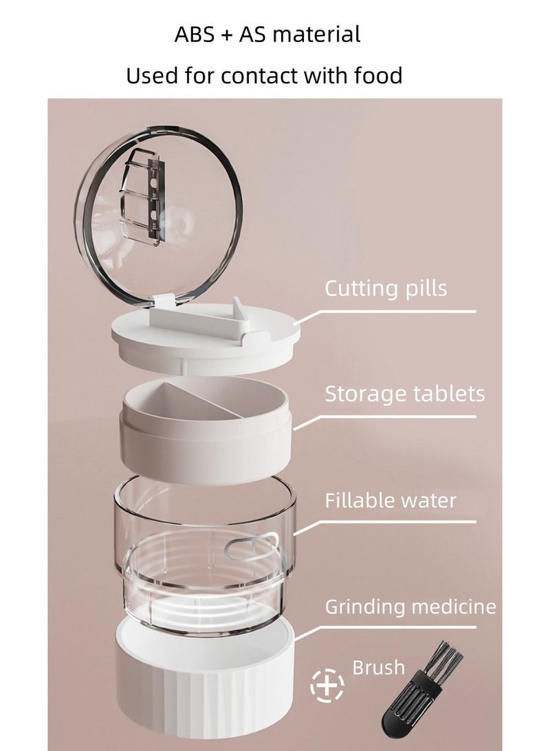 Pill crusher, portable pill box, pill splitter for small and large pills, pill cutter with storage compartment, portable pill cutter with grinding function, suitable for travel and daily use - Image 4