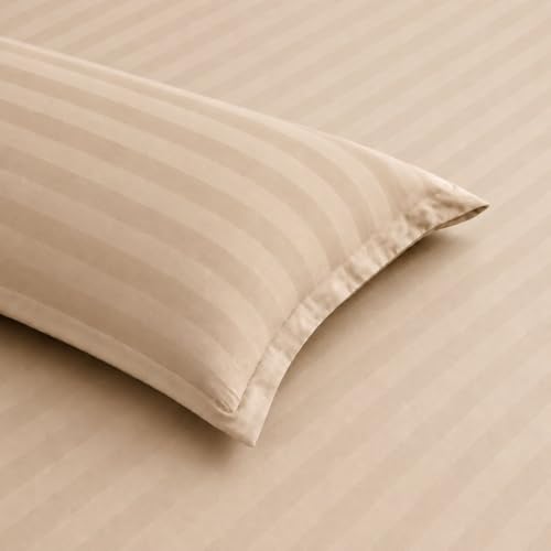 Castiqa Satin Fabric 210TC Double Bed Bedsheet with 2 Pillow Covers for Home/Hotels/Dining Room (Beige) - Image 3