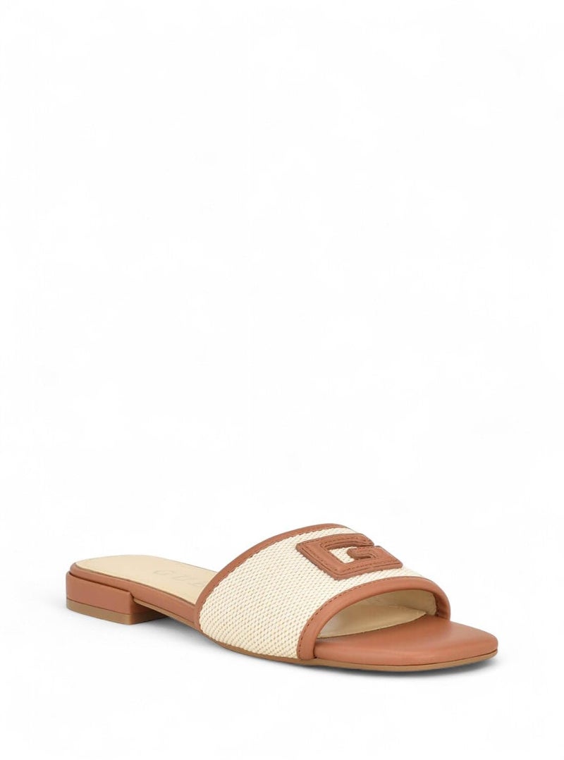 GUESS Women's Tampa Flat Sandal, Medium Natural/Beige Multi, 6 - Image 1