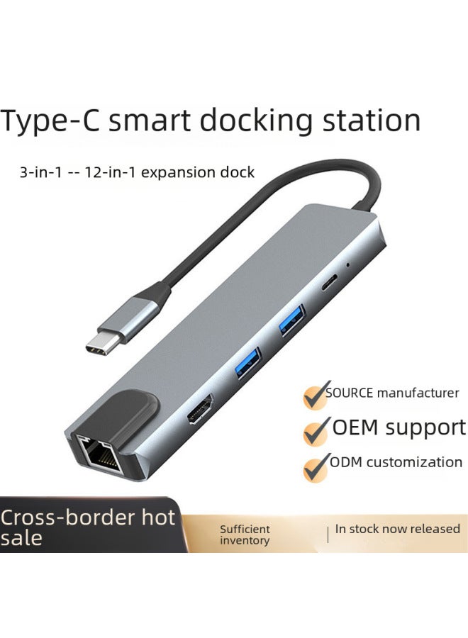 5-In-1 Type-C Expansion Dock Network Card USB C3.0 Hub HDMI 4K Notebook Computer Extension Dock Without External Power-Number Of Interfaces:10 In 1  - Image 2