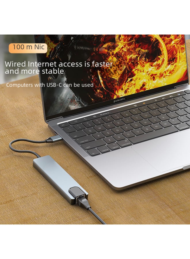 5-In-1 Type-C Expansion Dock Network Card USB C3.0 Hub HDMI 4K Notebook Computer Extension Dock Without External Power-Number Of Interfaces:10 In 1  - Image 4