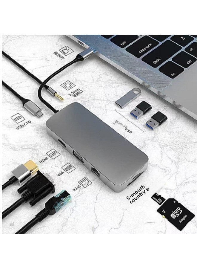 5-In-1 Type-C Expansion Dock Network Card USB C3.0 Hub HDMI 4K Notebook Computer Extension Dock Without External Power-Number Of Interfaces:10 In 1  - Image 1