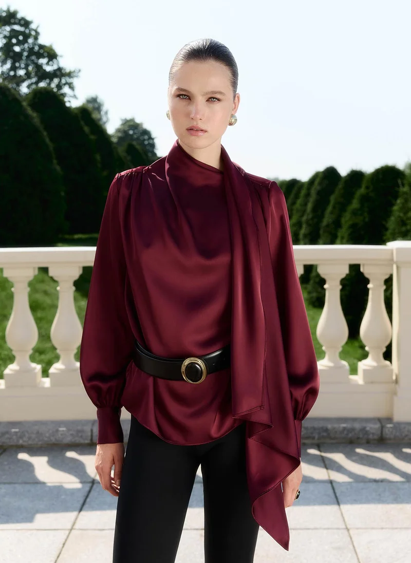 Lichi Blouse with decorative scarf in flowing fabric