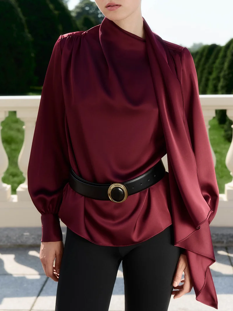 Lichi Blouse with decorative scarf in flowing fabric