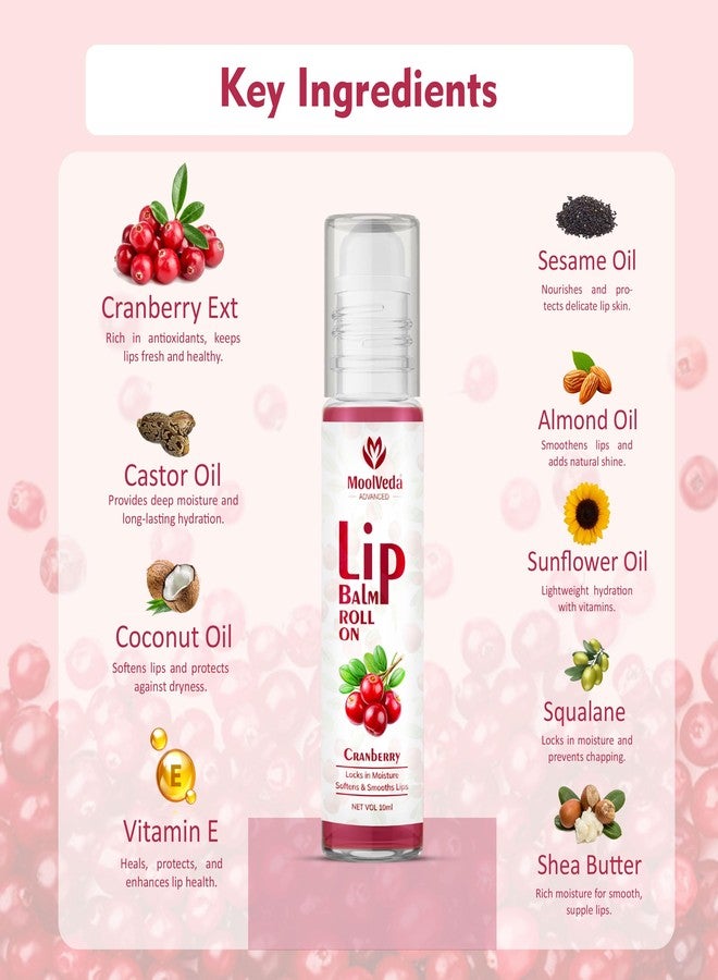 Moolveda Lip Balm Roll on with Cranberry & 100% edible ingredients & no chemicals, 10ml, pack of 2 - Image 3