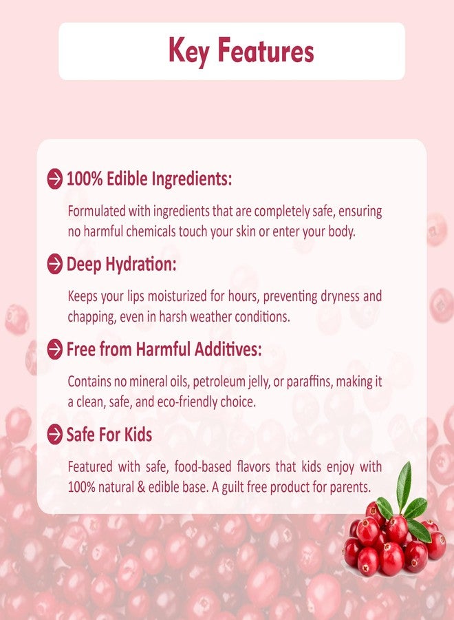 Moolveda Lip Balm Roll on with Cranberry & 100% edible ingredients & no chemicals, 10ml, pack of 2 - Image 4