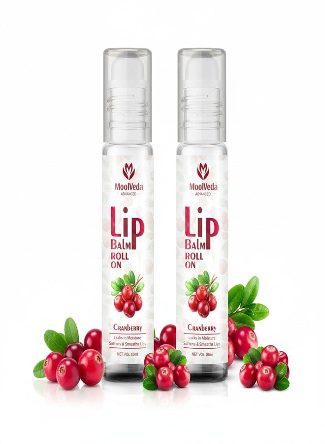 Moolveda Lip Balm Roll on with Cranberry & 100% edible ingredients & no chemicals, 10ml, pack of 2 - Image 1