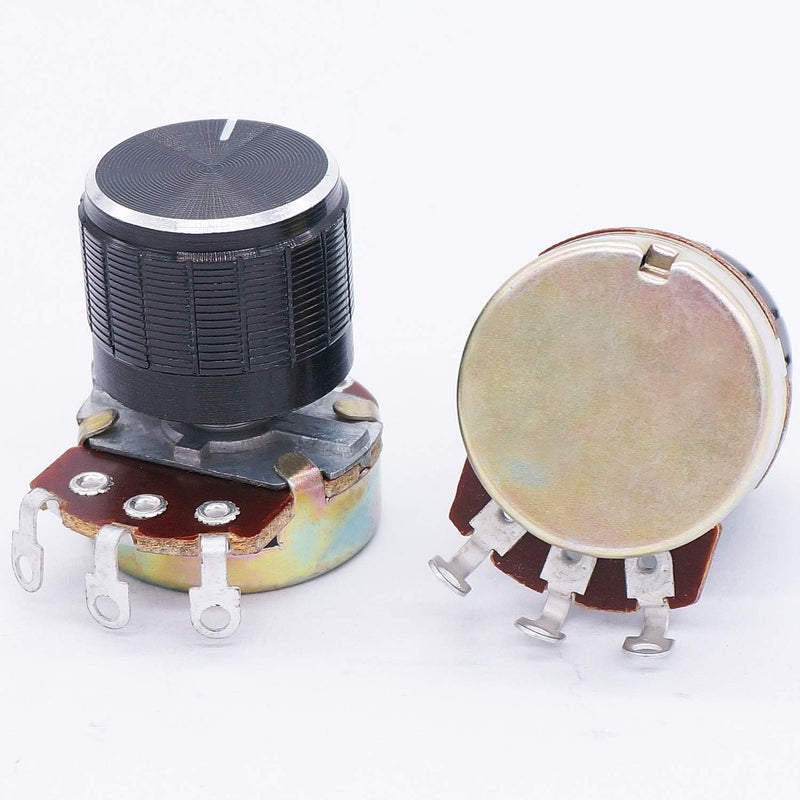 TWTADE / 3pcs wh138 10k ohm Potentiometer Single Turn Rotary Linear Variable Potentiometer +3pcs black Aluminum alloy knob - Image 3