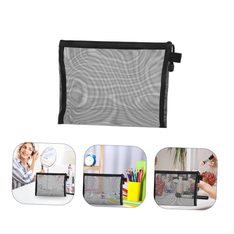 15 Pcs Black Mesh Zipper Pouches For Travel Makeup School Supplies Cosmetics Toiletries Organizer - Image 3