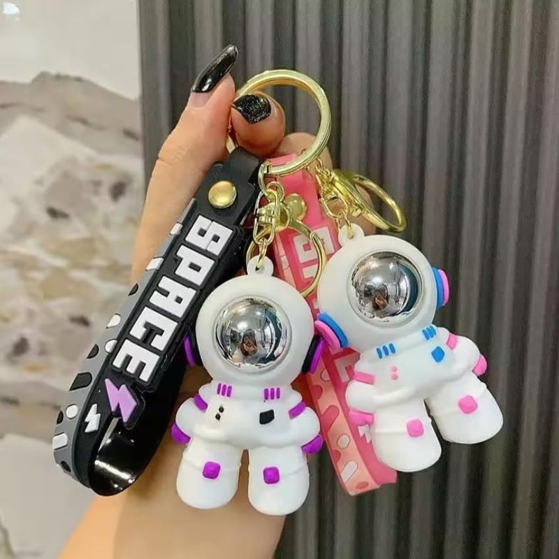 AEROSTARK Cartoon Characters Keychain for Girls Boys, Cute Silicon Keychains Accessories Keyring Key Purse Backpack Car Charms for Kids Gifts (Astro Pink & Blue Combo) - Image 5