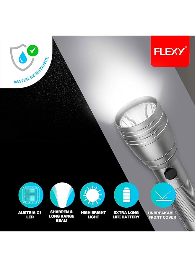 Flexy Waterproof LED Flashlight: 10W CREE LED 260 280 Lumens 1500m Range 5000mAh Battery Aircraft Aluminum Unbreakable Cover Wide Voltage Adapter 4 6 hrs Runtime 2 Year Warranty - Image 3