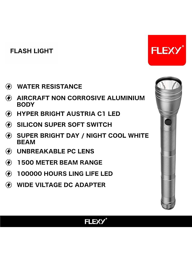 Flexy Waterproof LED Flashlight: 10W CREE LED 260 280 Lumens 1500m Range 5000mAh Battery Aircraft Aluminum Unbreakable Cover Wide Voltage Adapter 4 6 hrs Runtime 2 Year Warranty - Image 2