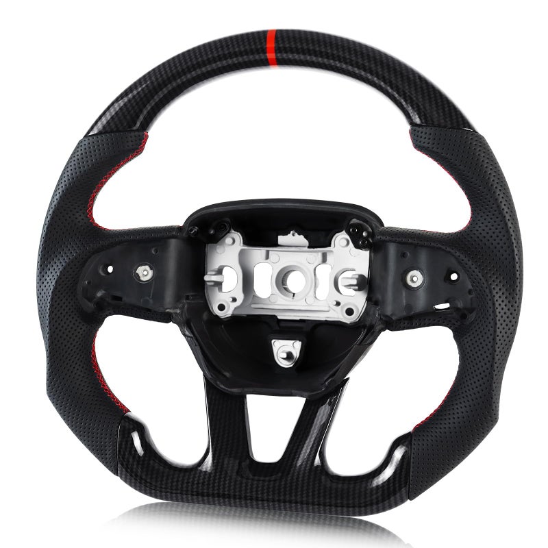 VOONKE HydroDip Carbon Fiber Steering Wheel For Dodge Dshaped Nappa Perforated Leather Flatbottom Steering Wheel For DodgeJeep Grand CherokeeSXTGTRTSRTHELLCAT
