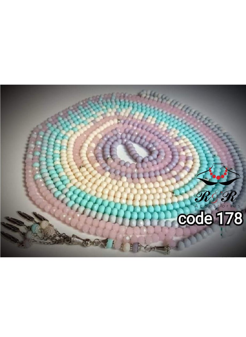 R&R - Rosary of 1000 beads of the original matte crystal, multi-colored, with a Quranic beginning and commas of nickel silver - Image 1