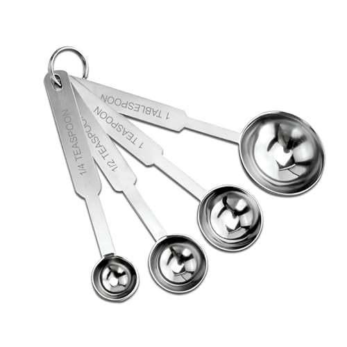 Parage 4 Pieces Stainless Steel Measuring Spoon Set for Measuring Dry & Liquid Ingredients/Cooking & Baking Cakes with Permanent Engraved Accurate Measurements (Set of 4) - Image 1