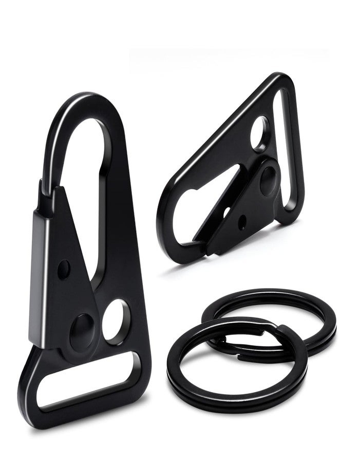 Muzztech Pack of 2 Metal Tactical Snap Hook 1-inch and Ring Car Keys Chain Clip Heavy Duty Keychain Attachments for Paracord Bracelets Necklaces Molle Bags Lanyard Accessories (Black) - Image 1