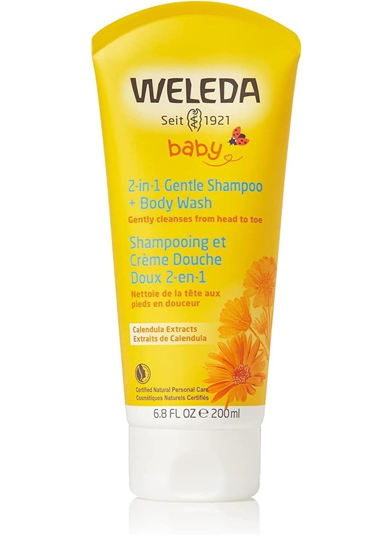 Weleda شامبو وغسول الجسم للأطفال من ويليدا بالكاليندولا 200 مل – عناية لطيفة بالشعر والبشرة للأطفال - Image 1