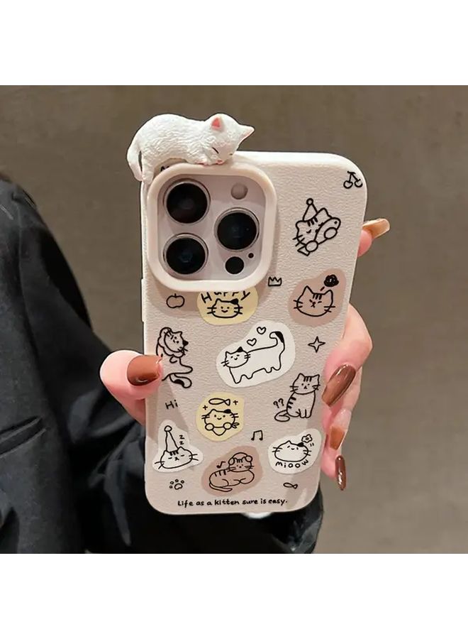 3D Lying Cat Phone Case For iPhone 12 Pro Mixed Color 3 Lightweight Playful Cover - Image 4