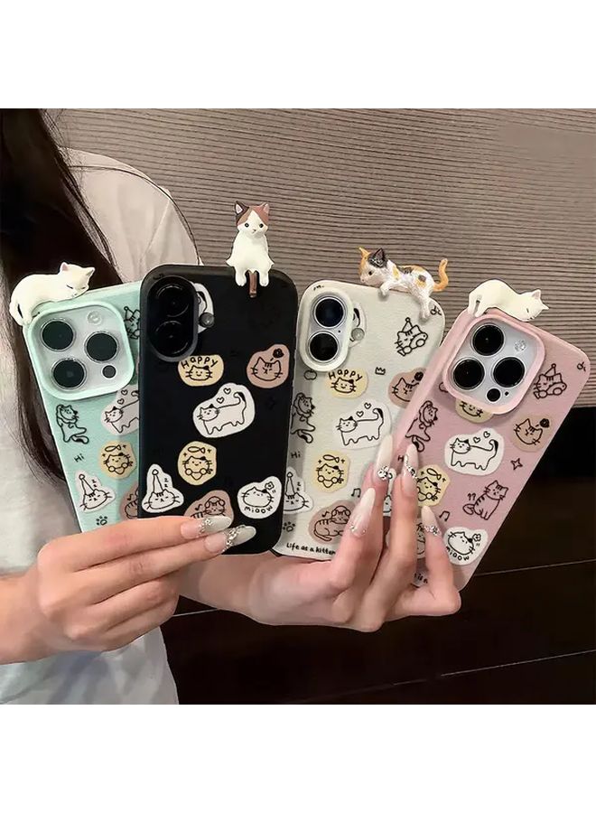 3D Lying Cat Phone Case For iPhone 12 Pro Mixed Color 3 Lightweight Playful Cover - Image 1