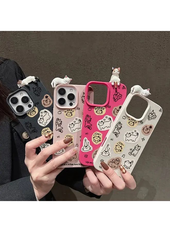 3D Lying Cat Phone Case For iPhone 12 Pro Mixed Color 3 Lightweight Playful Cover - Image 2
