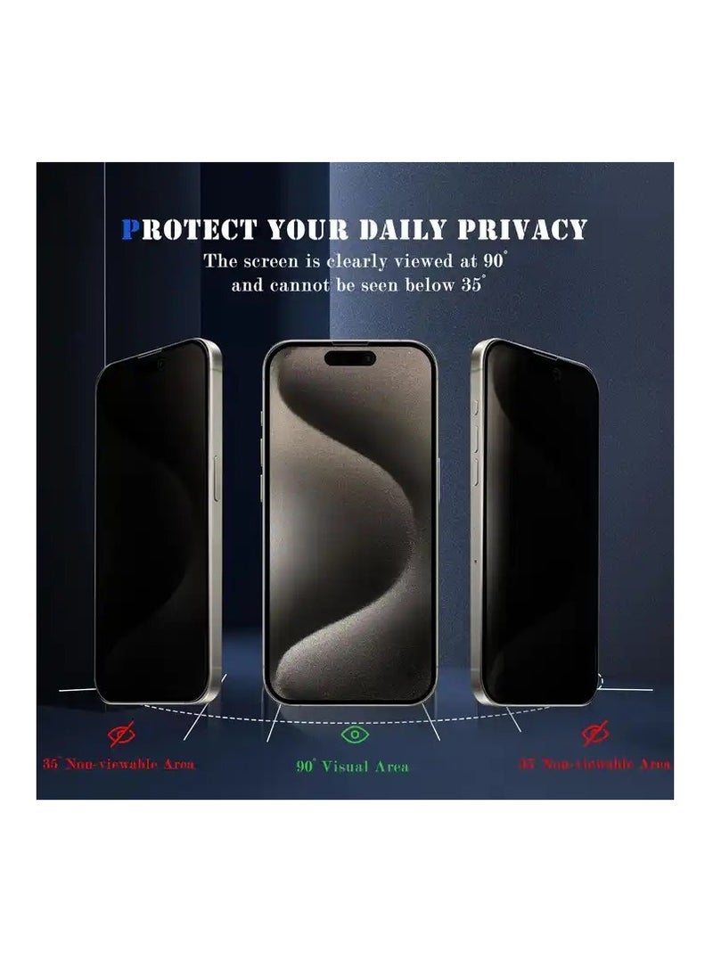 MOCOM Apple iPhone 15 Pro Max Anti-Spy Privacy Glass Screen Protector 5D+ 9H Tempered Glass for 15promax Black  - Image 3