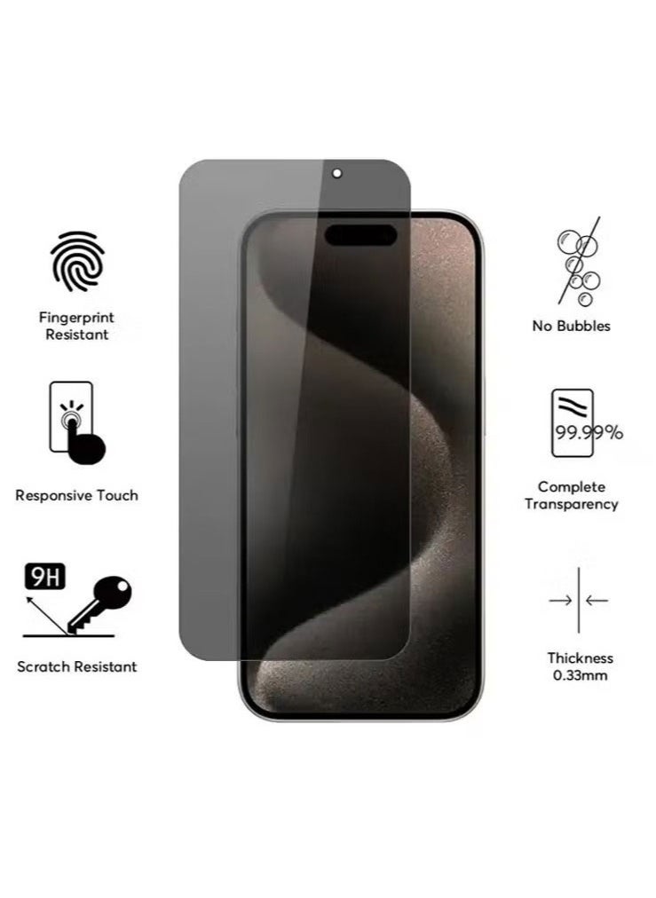 MOCOM Apple iPhone 15 Pro Max Anti-Spy Privacy Glass Screen Protector 5D+ 9H Tempered Glass for 15promax Black  - Image 1