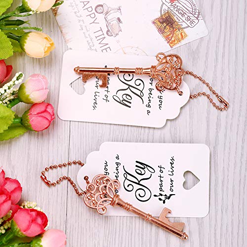 WODEGIFT 60 PCS Bridal Shower Favors，Wedding Favors Key Bottle Opener with Thank You Card Tag and Key Chains,Wedding Souvenirs for Guests(Rose Gold) - Image 5