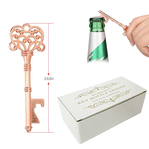 WODEGIFT 60 PCS Bridal Shower Favors，Wedding Favors Key Bottle Opener with Thank You Card Tag and Key Chains,Wedding Souvenirs for Guests(Rose Gold) - Image 2