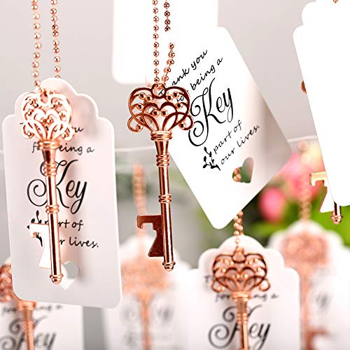 WODEGIFT 60 PCS Bridal Shower Favors，Wedding Favors Key Bottle Opener with Thank You Card Tag and Key Chains,Wedding Souvenirs for Guests(Rose Gold) - Image 3