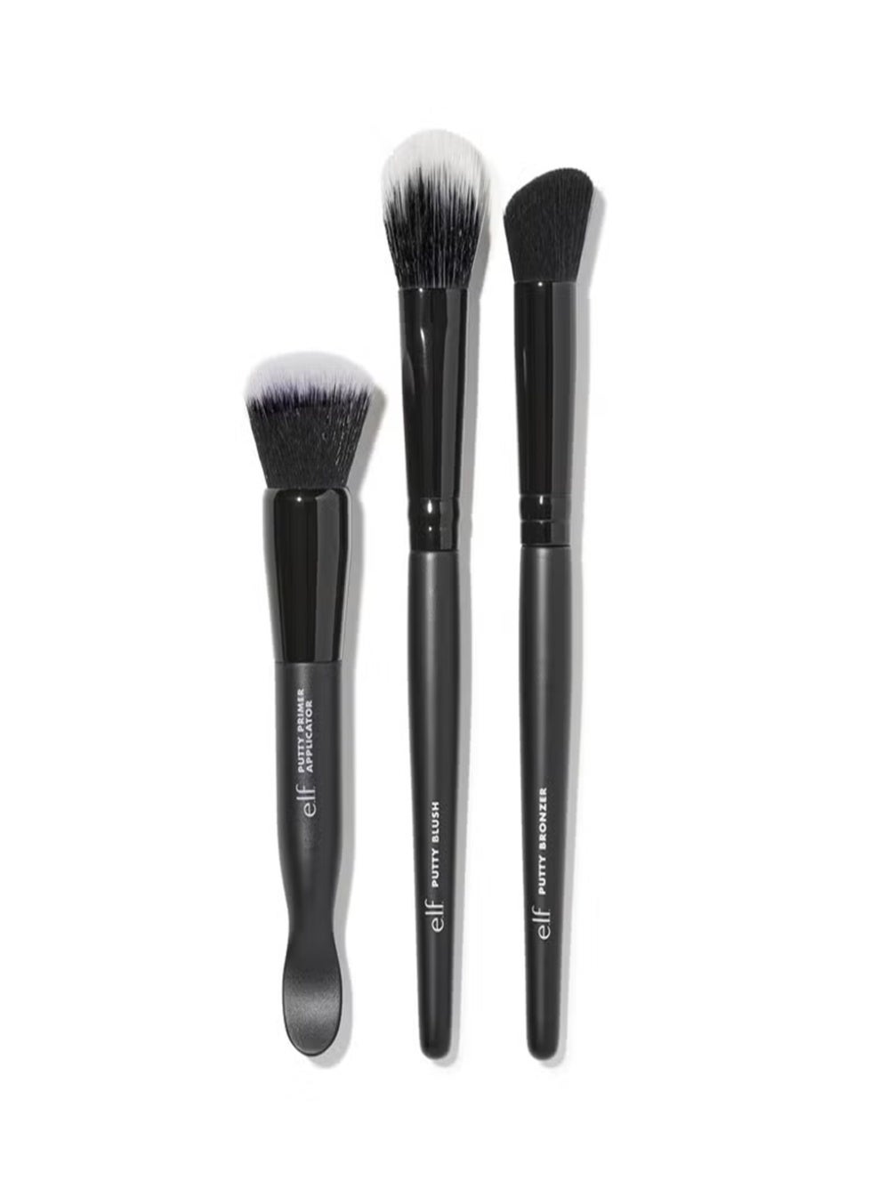 إي.إل.إف كوزميتكس Putty Tools Trio 3 Face Brushes For Putty Primer Blush And Bronzer Black