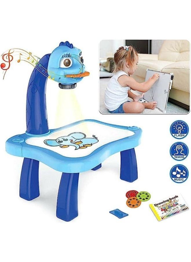 null - Kids Learn Desk With Smart Projector Painting Learning Table Toy With Light Music Children Educational Drawing Table - Image 1