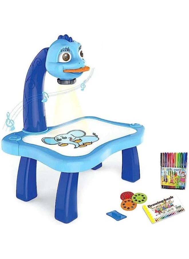 null - Kids Learn Desk With Smart Projector Painting Learning Table Toy With Light Music Children Educational Drawing Table - Image 1
