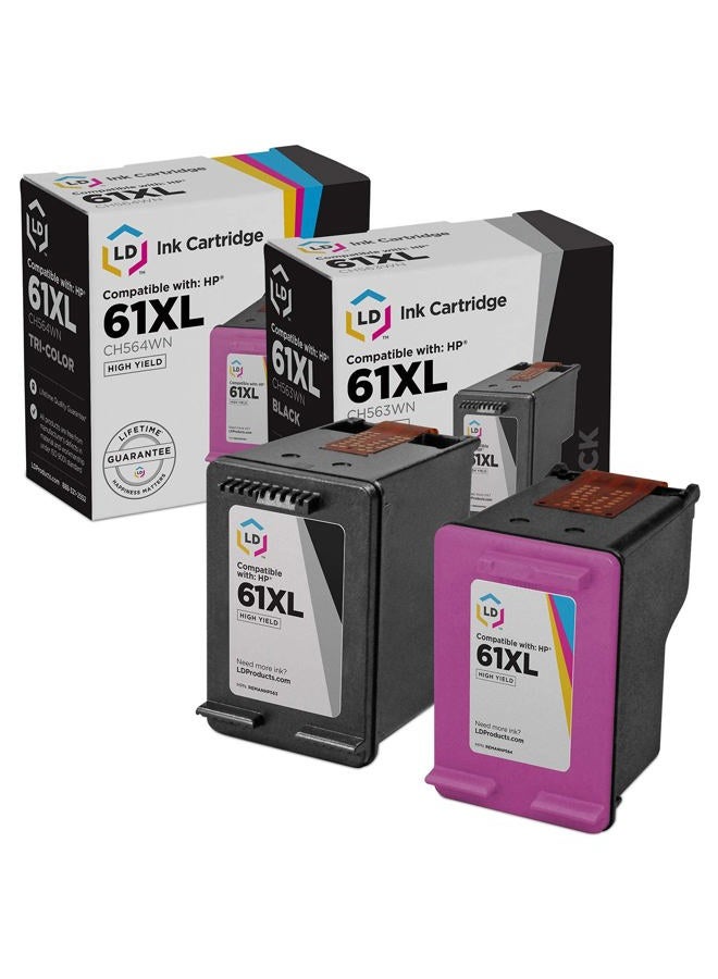 LD Products Remanufactured Ink Cartridge Replacement for HP 61XL High Yield (1 Black, 1 Color, 2-Pack) - Image 1