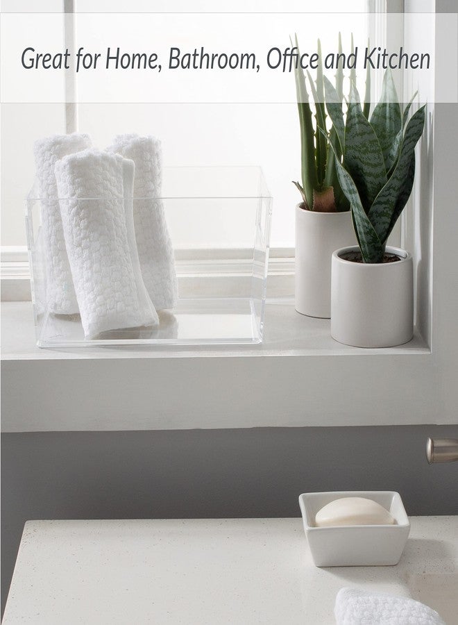 Simplify Medium Multi-Purpose Storage Tote | Plastic Bin with Handles | Bathroom | Office | Kitchen | Organization | Accessories | Toys | Cosmetics | Clothes | Clear - Image 4