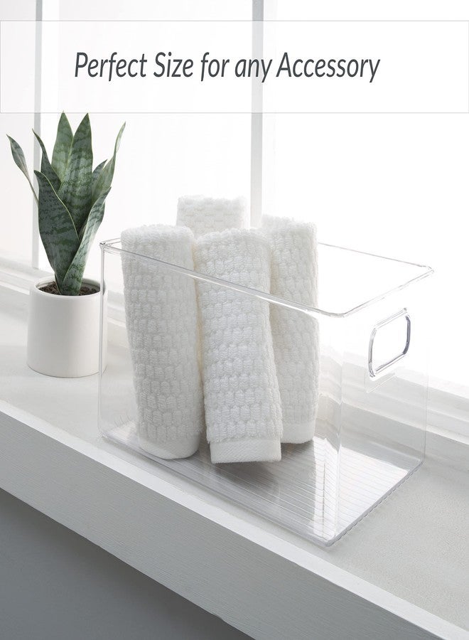 Simplify Medium Multi-Purpose Storage Tote | Plastic Bin with Handles | Bathroom | Office | Kitchen | Organization | Accessories | Toys | Cosmetics | Clothes | Clear - Image 3